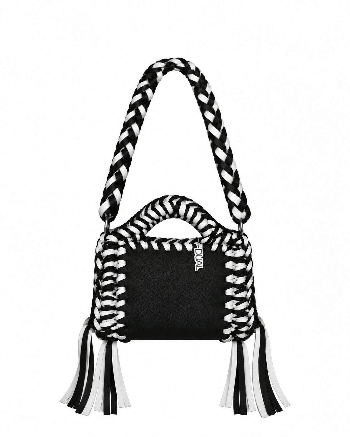 funny bicolore nero bianco pelle crochet 