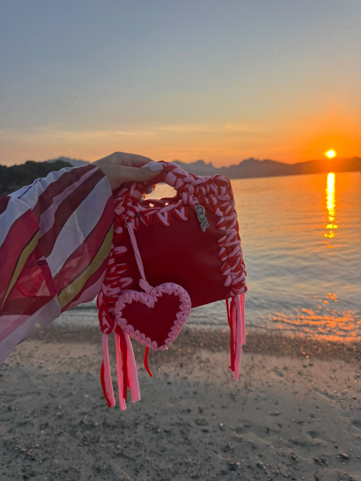 FUNNY BICOLORE ROSSO E ROSA CHARM CUORE 