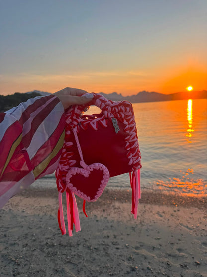 FUNNY BICOLORE ROSSO E ROSA CHARM CUORE 