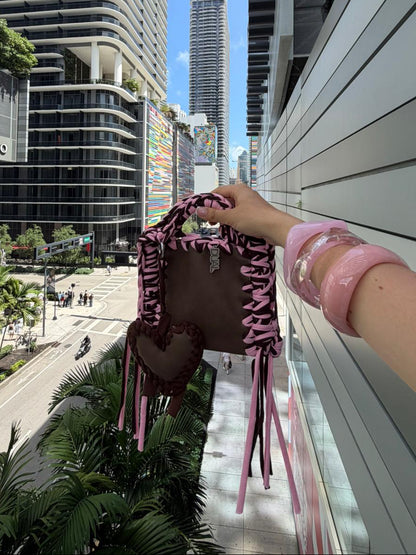 funnyn bicolore pelle e uncinetto borsa crochet