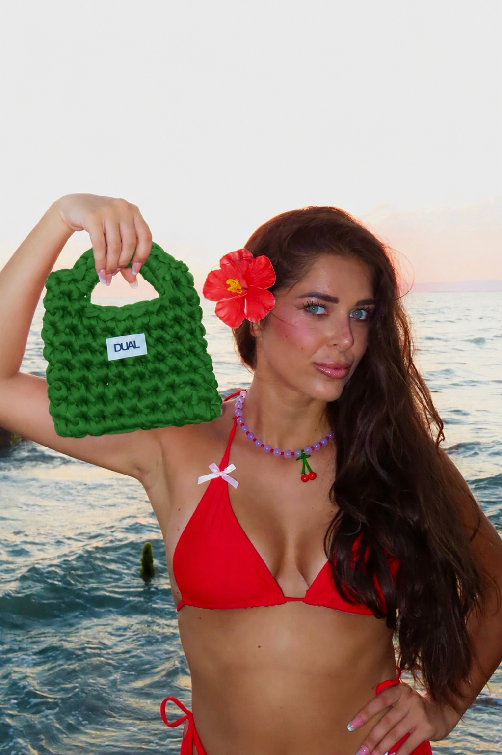 funny crochet monocolore borsa uncinetto verde