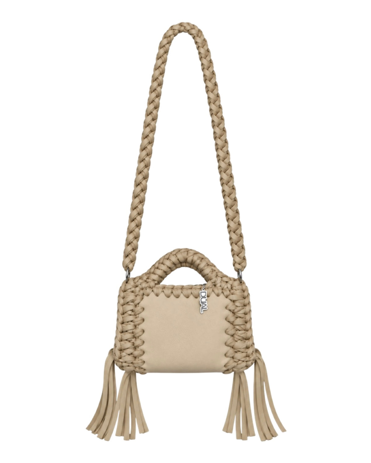 funny monocolore beige pelle crochet