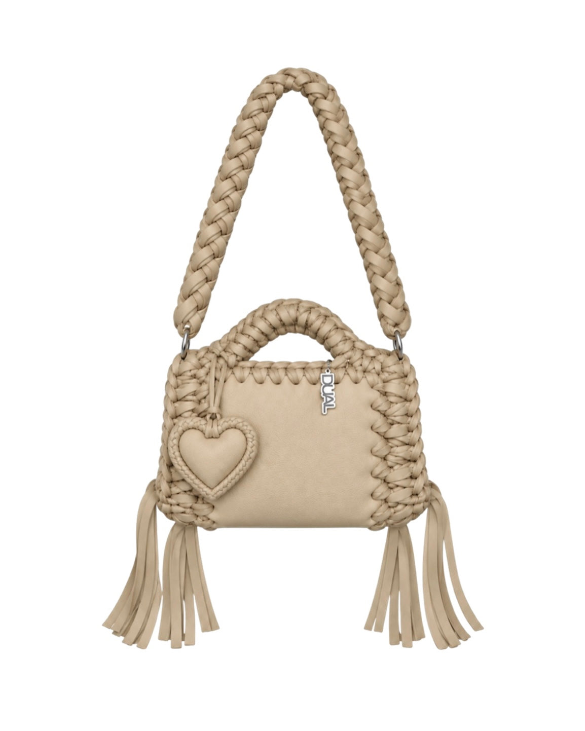 funny monocolore beige pelle crochet