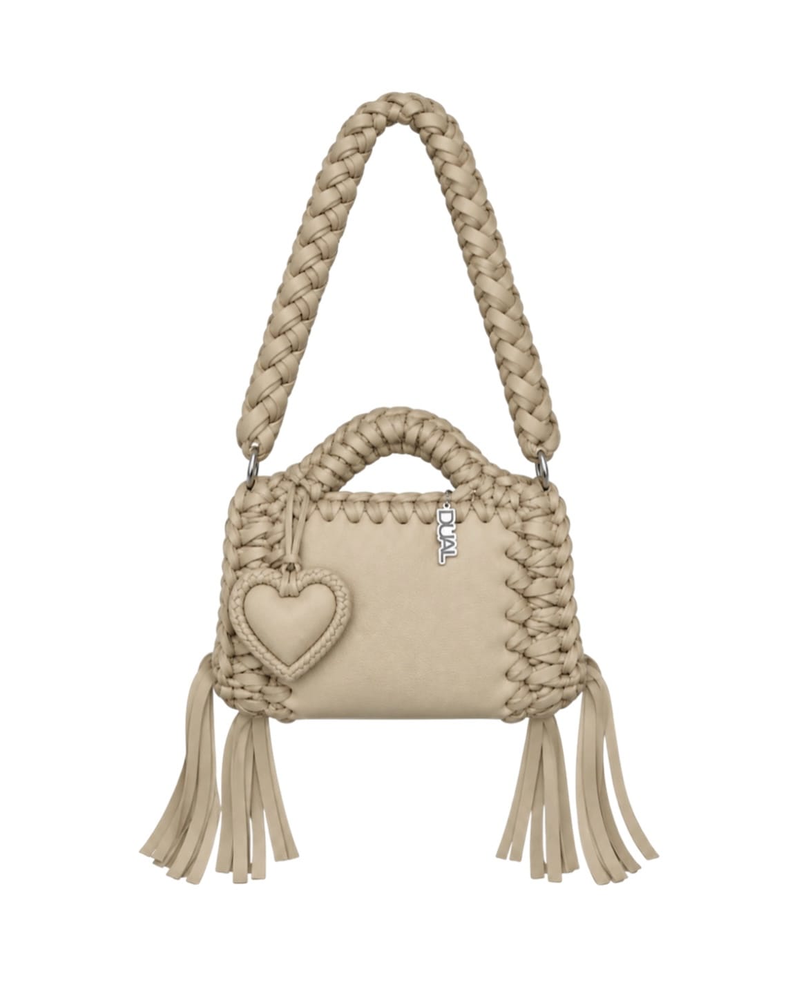 funny monocolore beige pelle crochet
