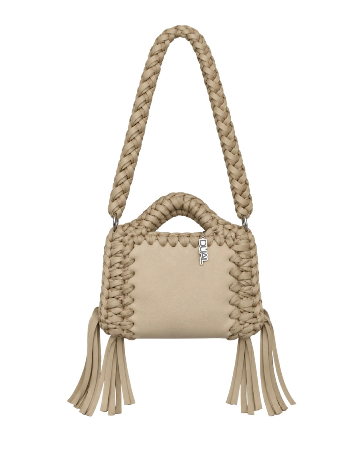 funny monocolore beige pelle crochet