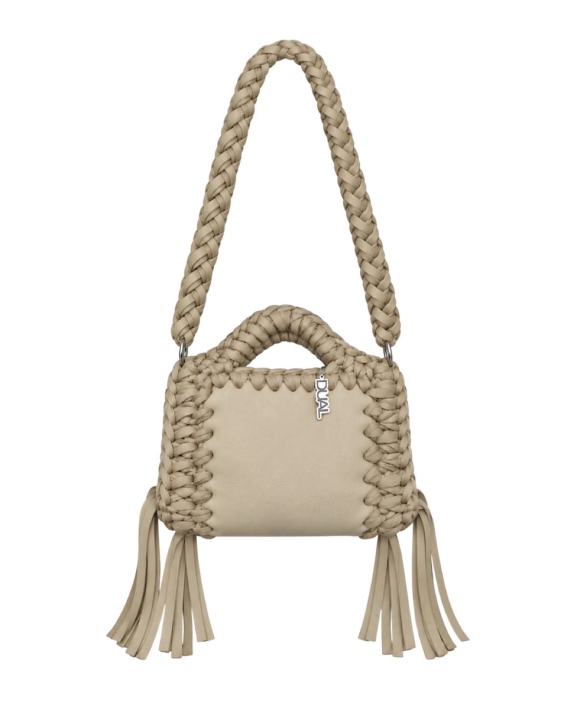 funny monocolore beige pelle crochet