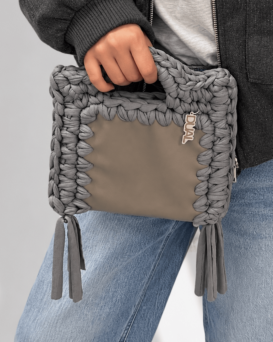 funny monocolore pelle crochet grigio 