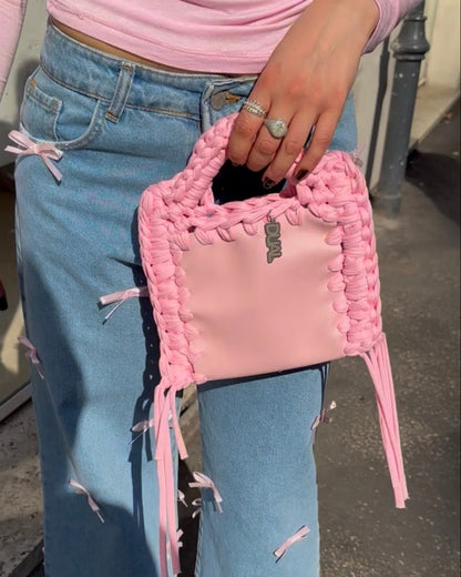 funny monocolore pelle e crochet colore rosa