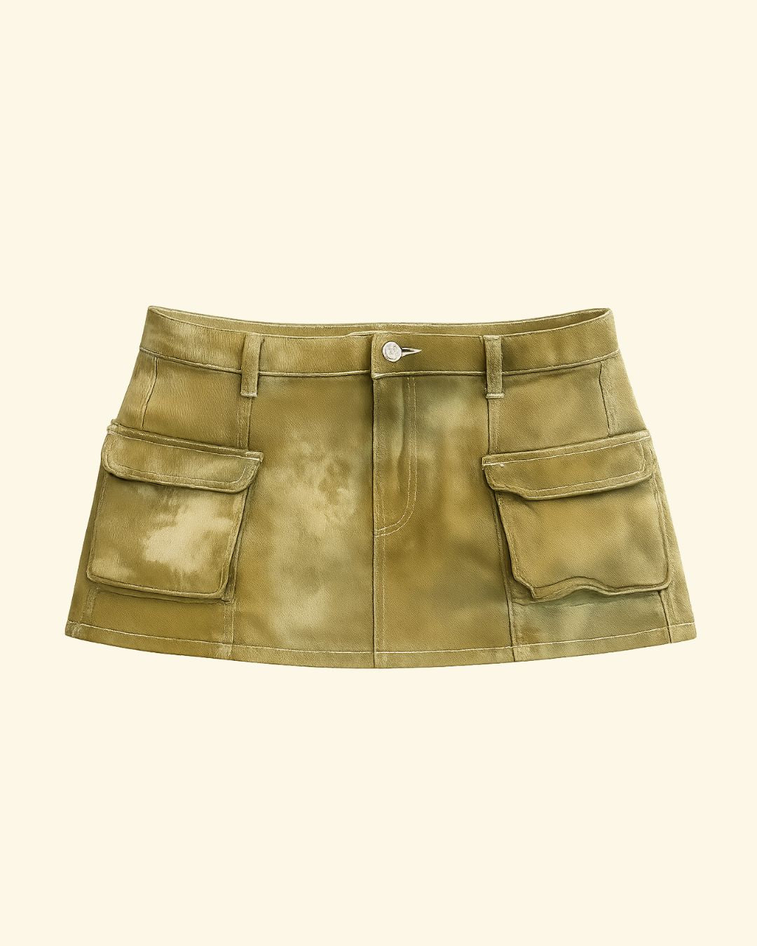 MINIGONNA CARGO TINTURA VERDE SFUMATA