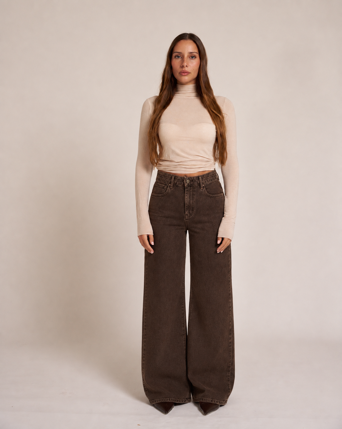 pantaloni jeans marronif iocchi beige 