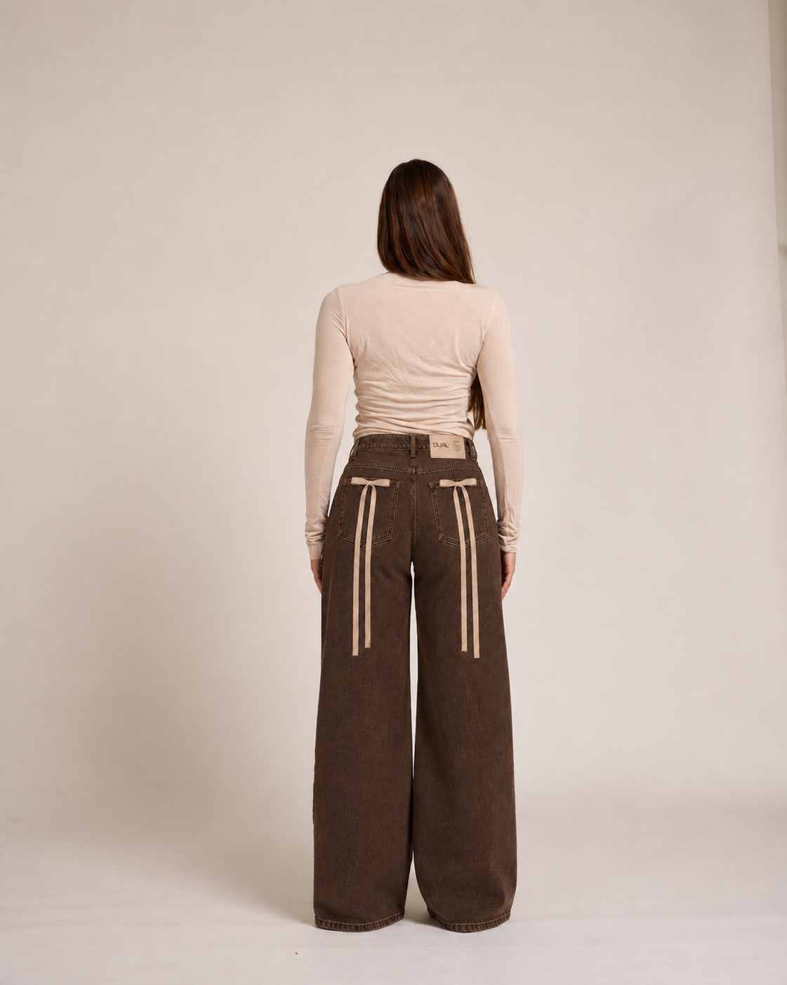 pantaloni jeans marronif iocchi beige 