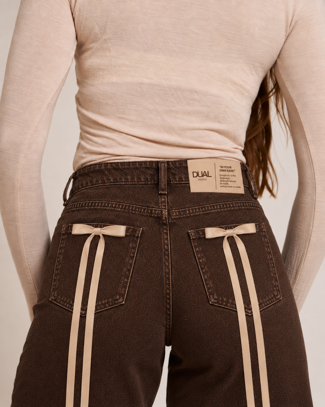 pantaloni jeans marronif iocchi beige 