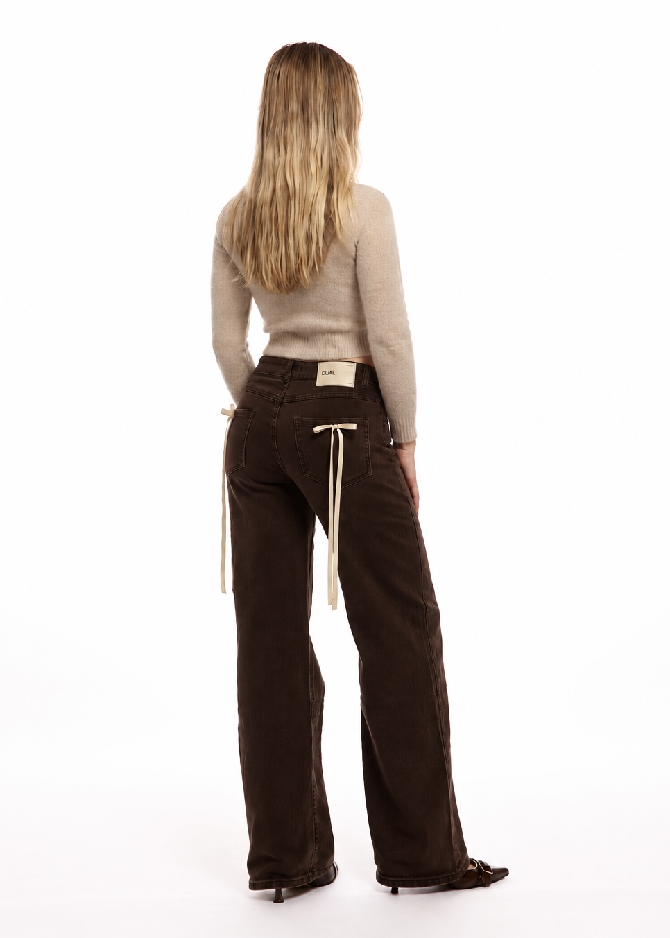 pantaloni jeans marronif iocchi beige 