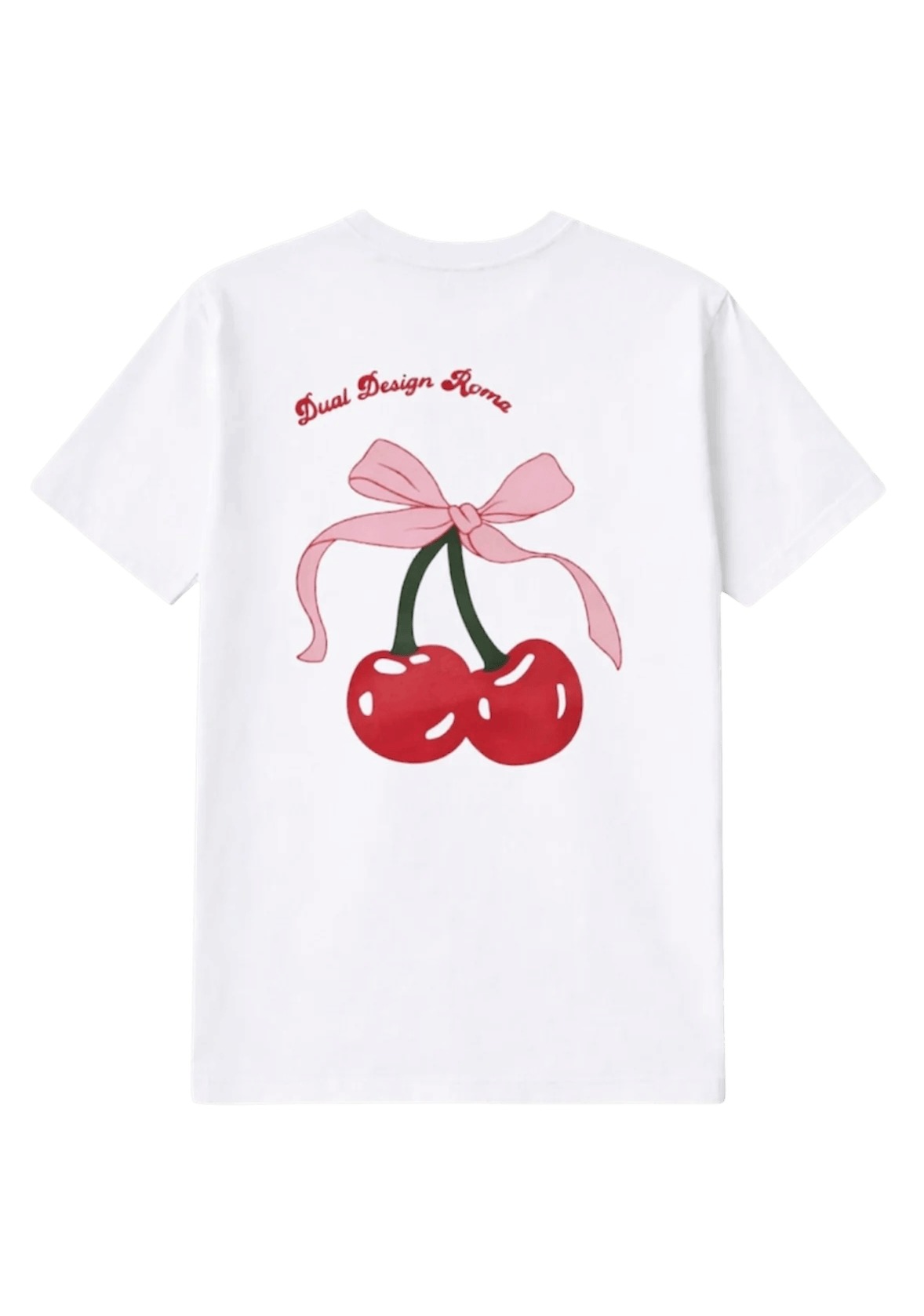 maglietta over cherry bianca stampa col