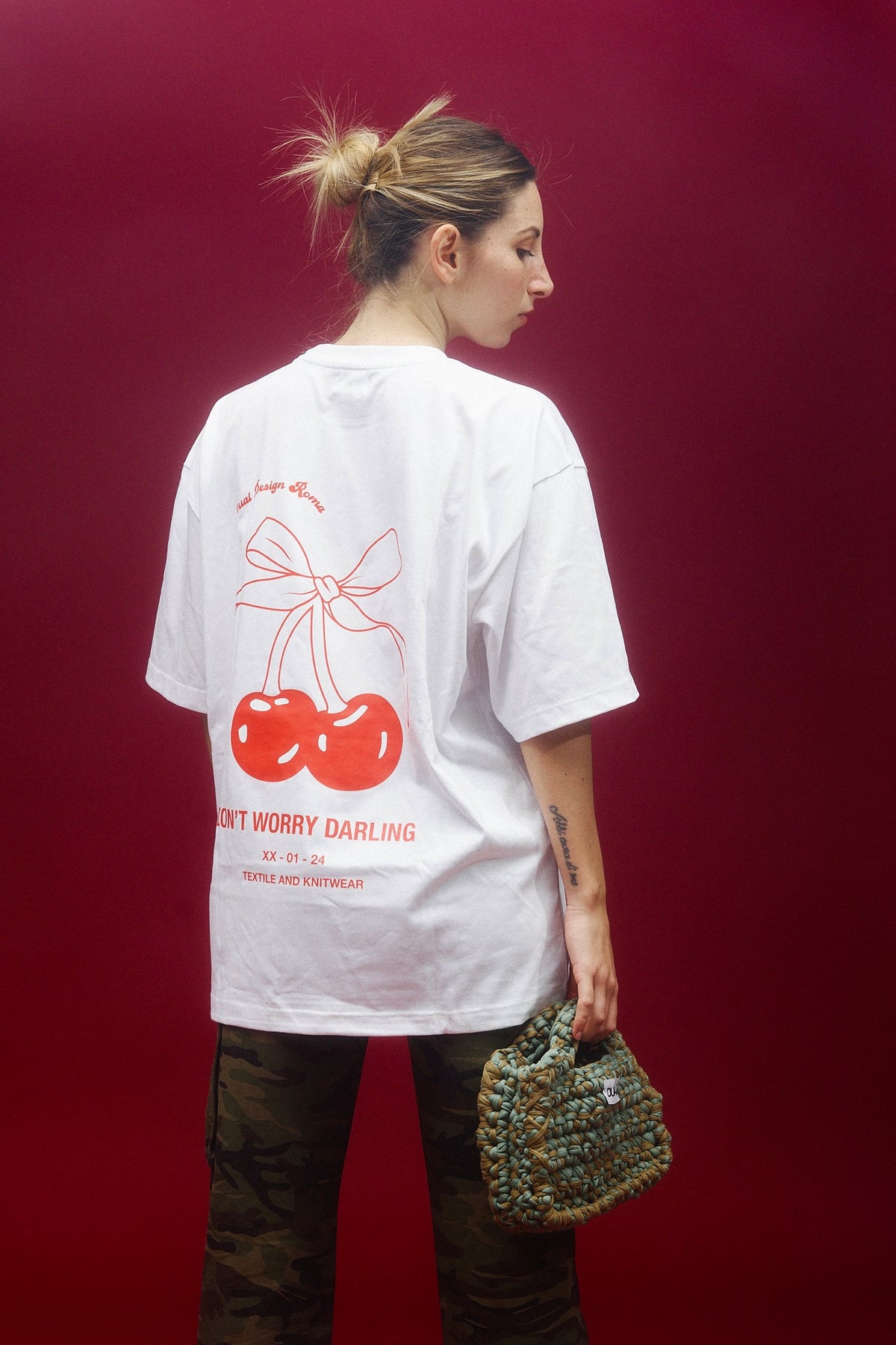 T-SHIRT OVER CHERRY - 100% COTONE ORGANICO