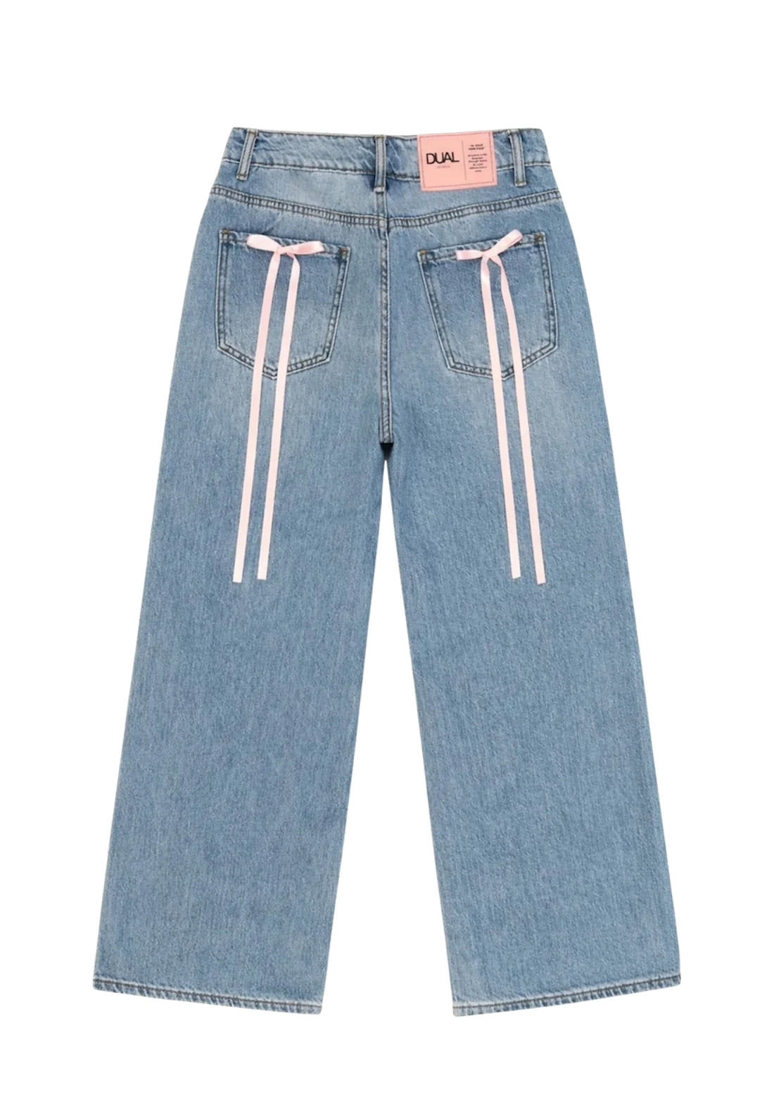 pantaloni jeans denim fiocchi rosa