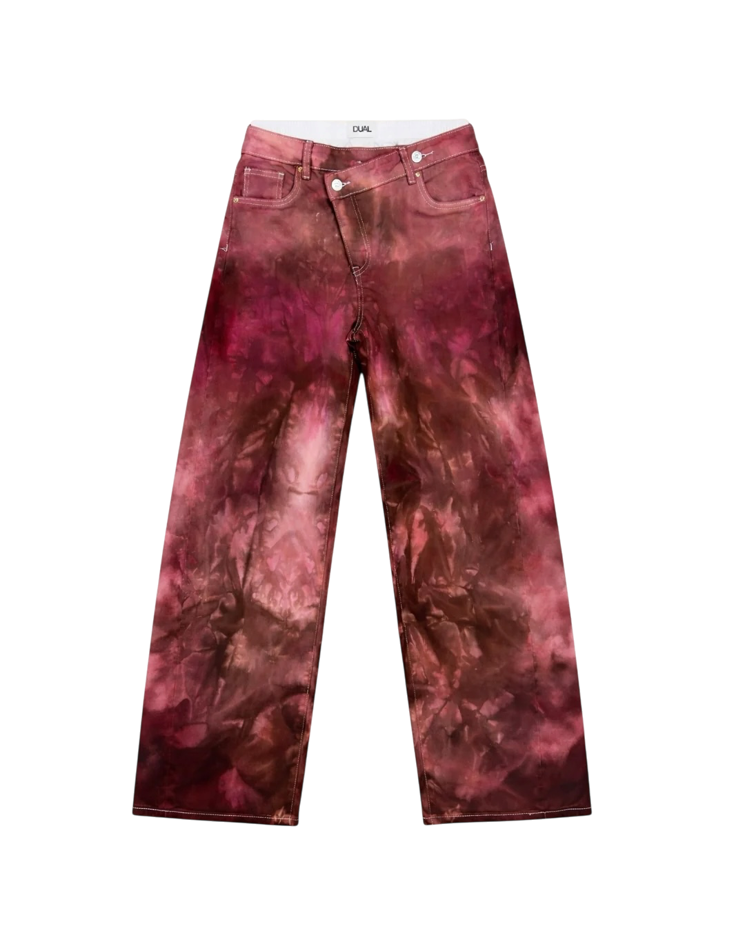 pantaloni jeans tintura bordeaux
