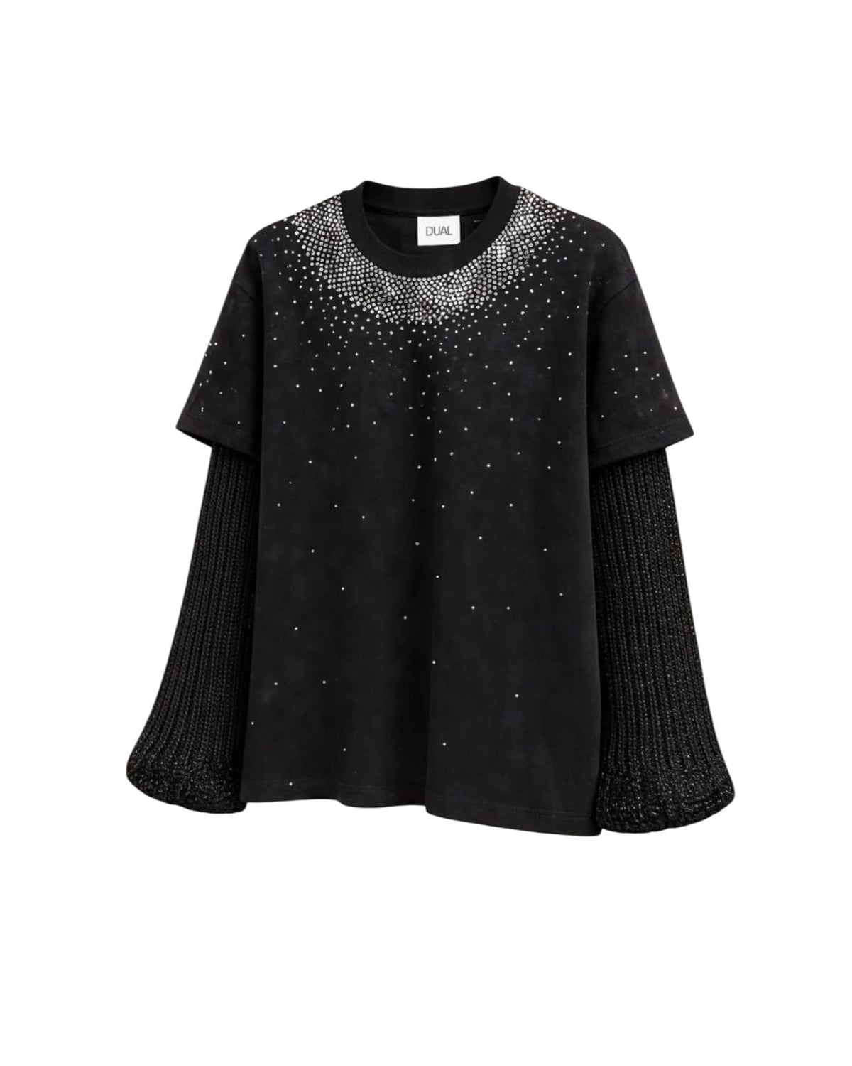 t-shirt custom nera strass maglieria 