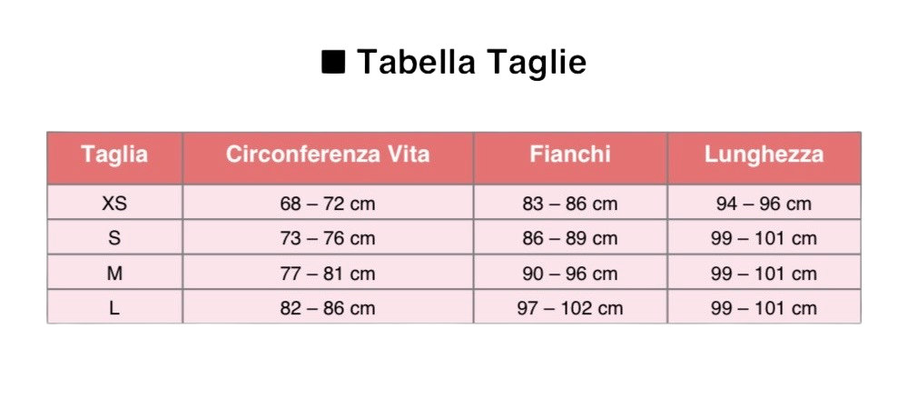 Guida alle taglie - PANTALONI JEANS TOTAL FIOCCHI