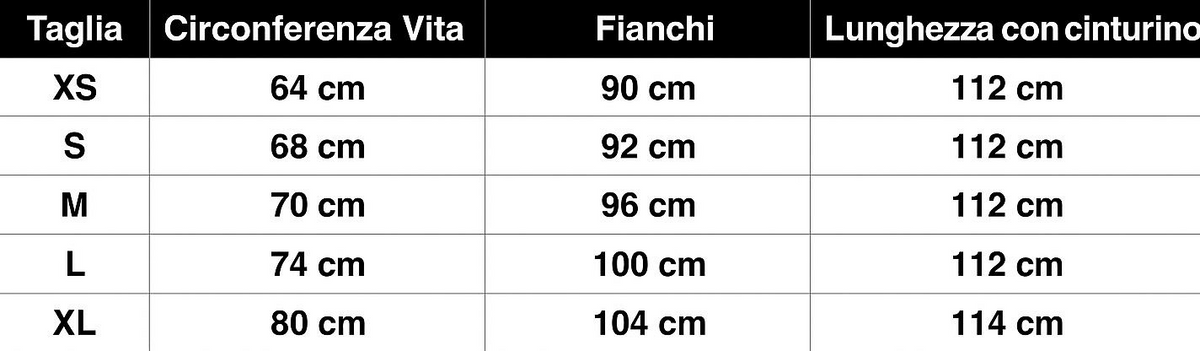 Guida alle taglie - PANTALONI JEANS TOTAL FIOCCHI