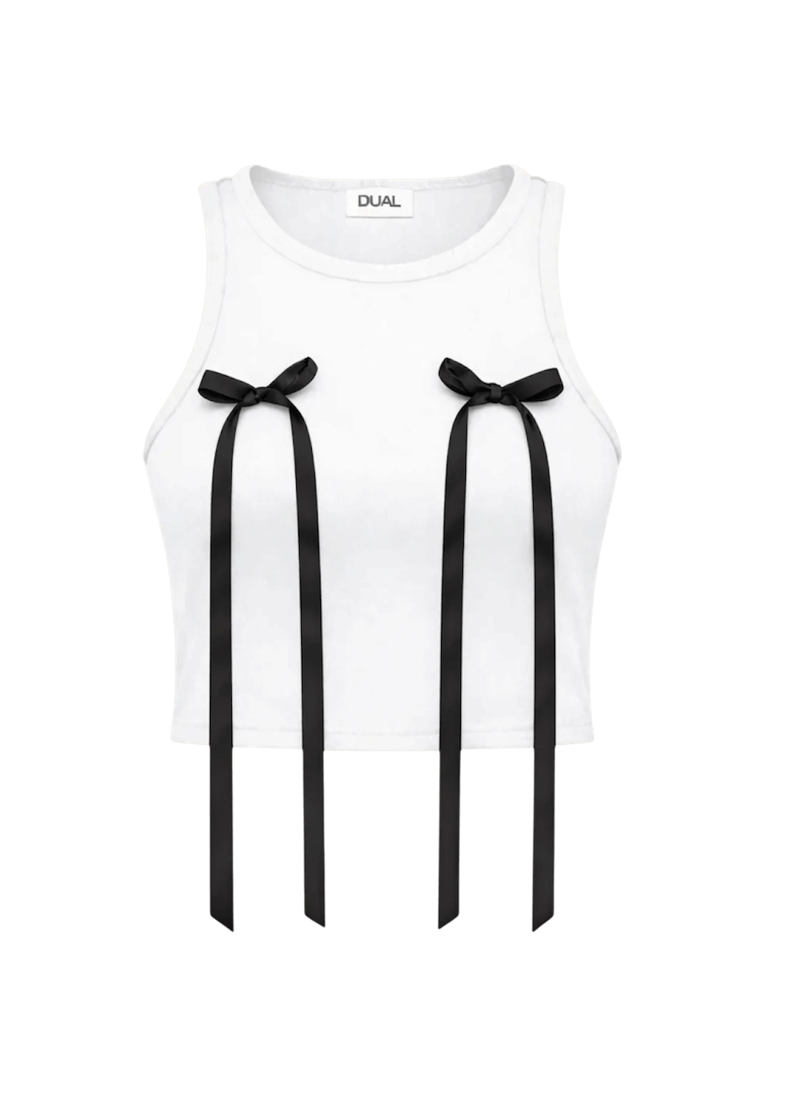 top bianco fiocchi neri