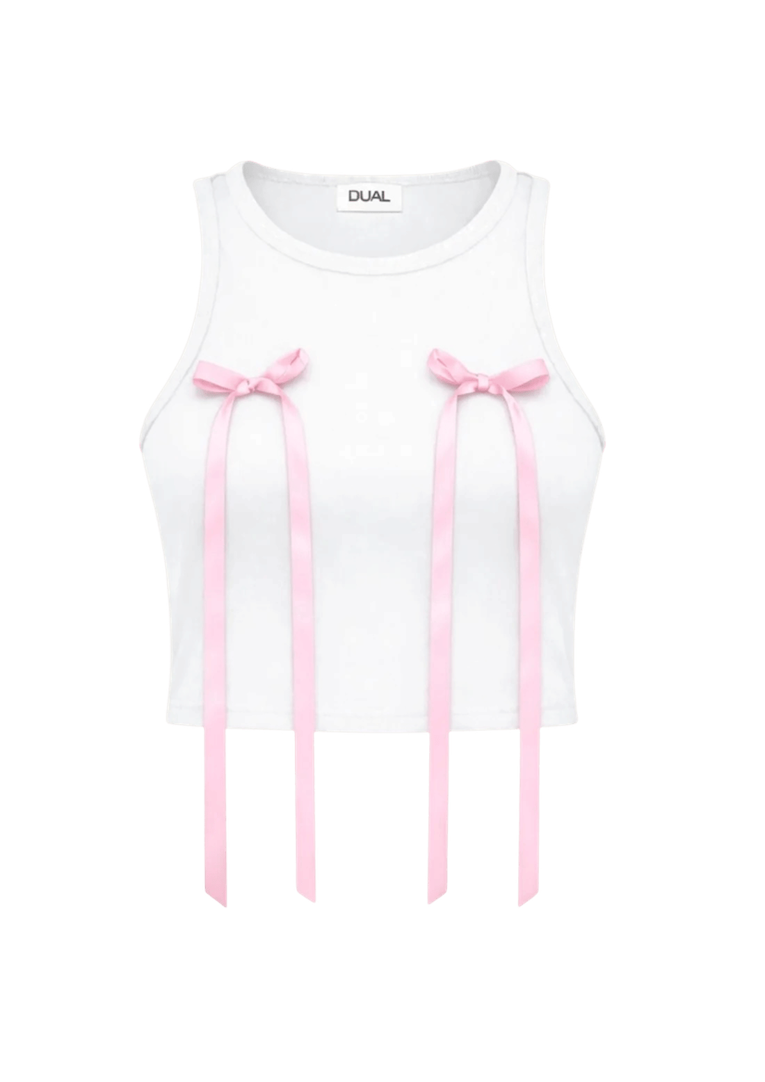 top bianco fiocchi rosa