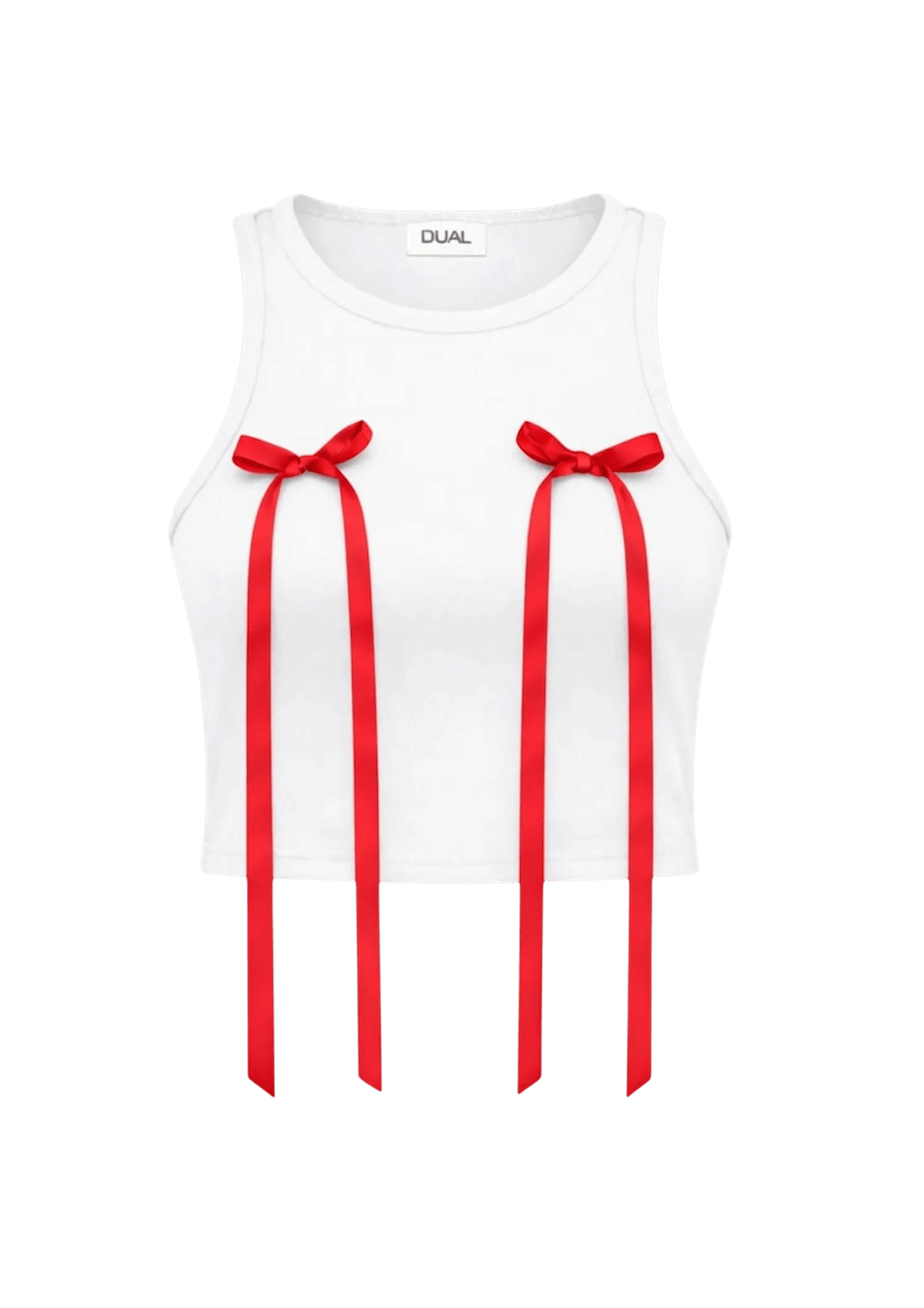 top bianco fiocchi rossi 