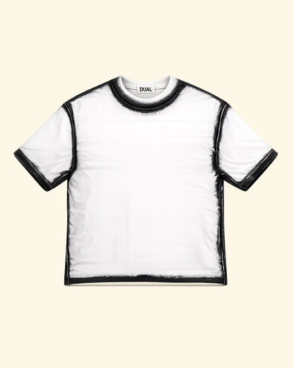 tshirt unisex bianca MAGLIETTA OVER TINTURA A MANO AEROGRAFO